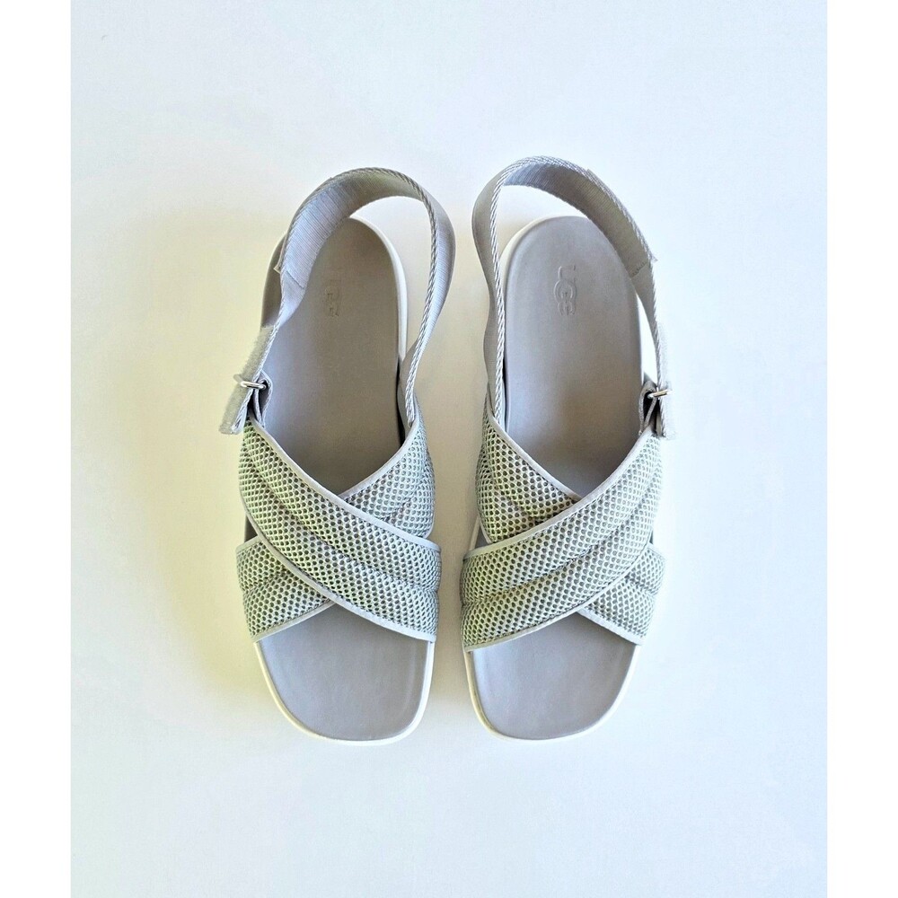 UGG Women's Nella Sandals Gray Slingback Sz 9 40 Mesh Platform Criss Cross - Picture 8 of 14